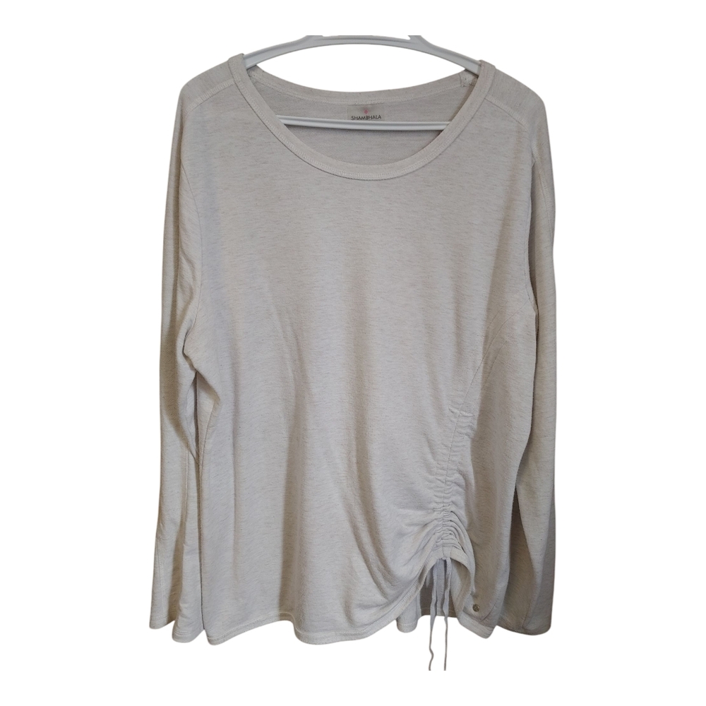 Cream Ruched Long Sleeve Blouse